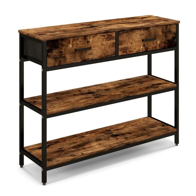 Coast Table console avec 2 tiroirs en tissu - 100 cm - Structure métallique - Protection contre le basculement