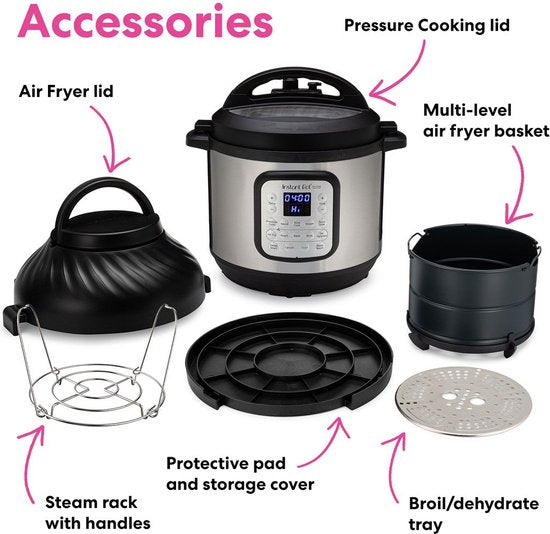 Multicuiseur Instant Pot Duo Crisp 7,6 L + friteuse à air chaud - Autocuiseur 11-en-1 - Mijoteuse - Cuisson sous vide - Friteuse à air chaud - Système à double couvercle - Jusqu'à 8 portions