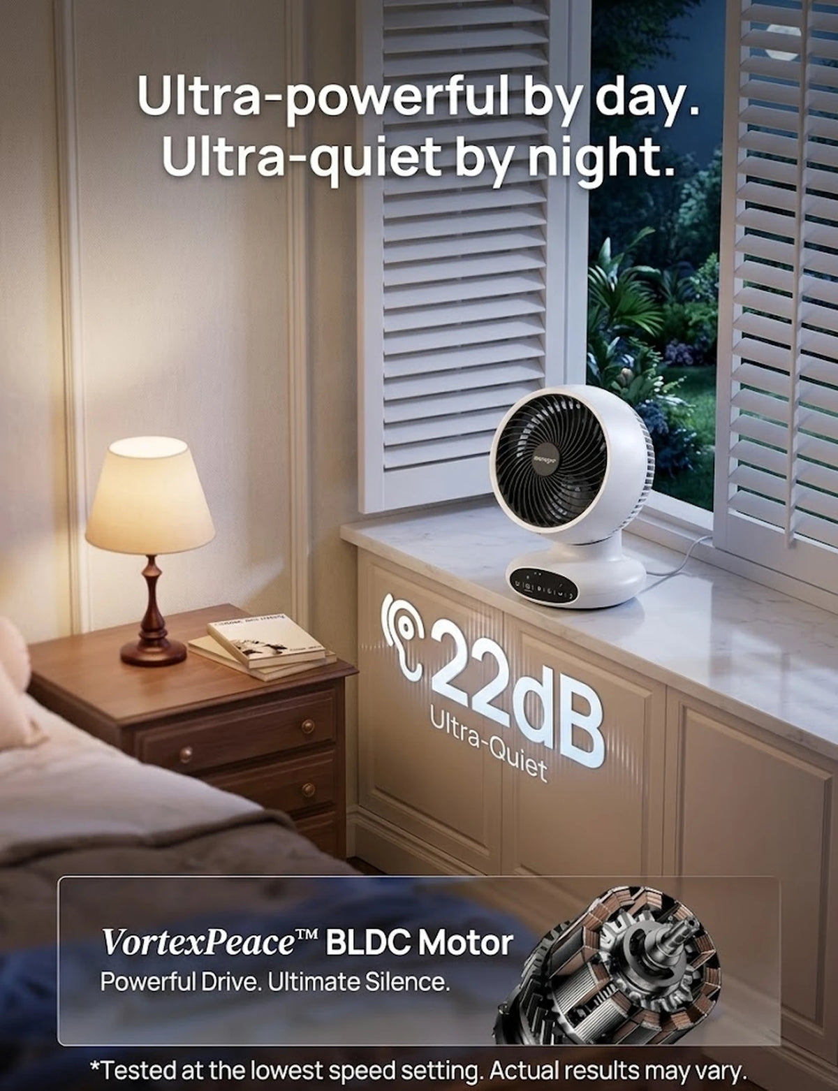 Ventilateur à circulation d'air MONSGA AC100 - Ultra silencieux 25 dB - 5 vitesses - Minuterie et mode veille