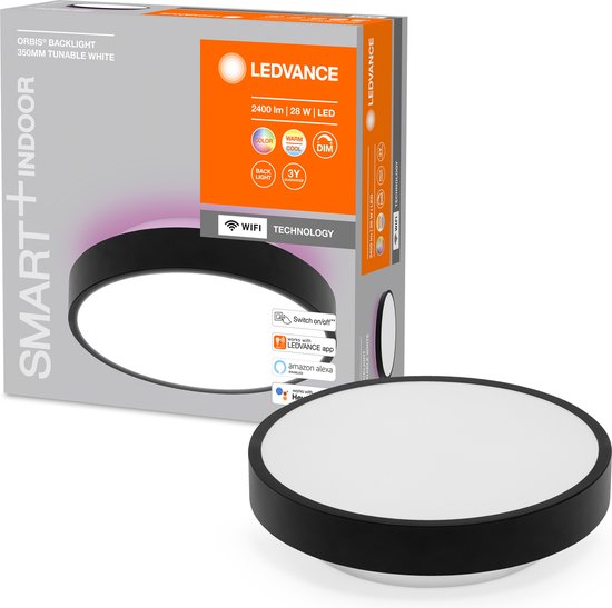 LEDVANCE Luminaire : pour plafond, LUMIÈRE DE PLAFOND DECORATIVE AVEC TECHNOLOGIE WIFI / 28 W, 22-...24- V, angle de rayonnement : 11-, RGBTW, 3-65- K, matériau du corps : métal, IP2-
