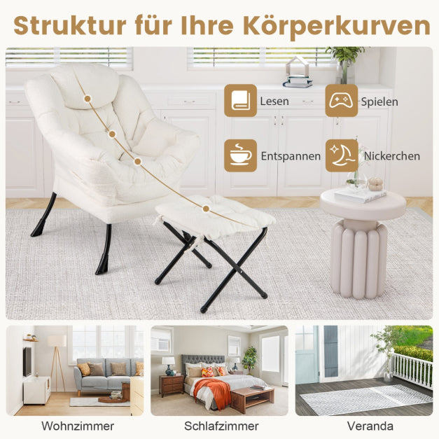 Fauteuil Coast - PP-Coton - Max 150KG - Repose-pieds inclus - 80 x 74 x 97 cm - Blanc