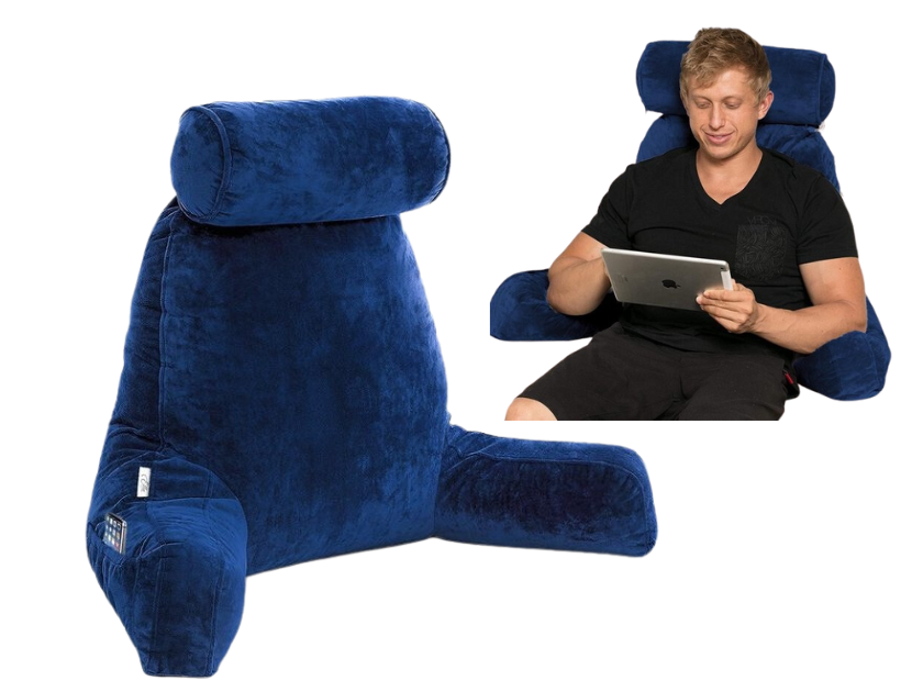 Coussin de lecture avec coussin pour la nuque - Ella® - Velours bleu marine