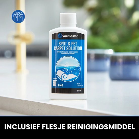 Vacmaster Easyclean Thermo - Nettoyeur de moquette chauffant - Nettoyeur de taches chauffant jusqu'à 50 °C - Nettoyeur avec fonction de chauffage - Nettoyeur de meubles 1 200 W - Nettoyeur de canapés avec produit nettoyant