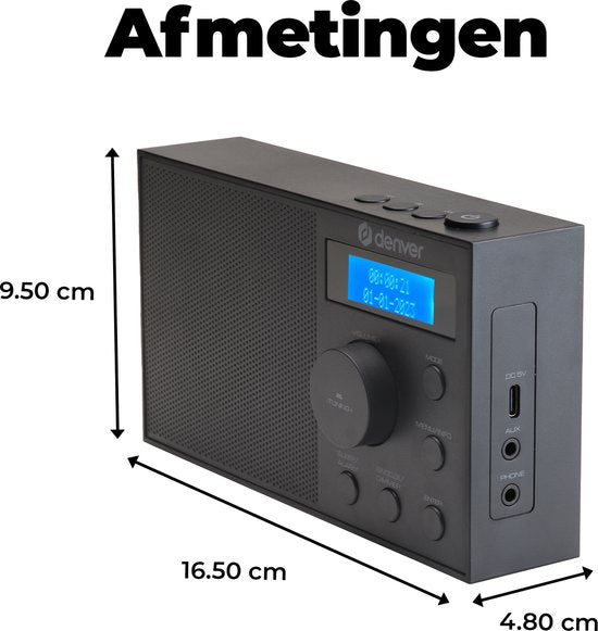 Denver DAB Radio - Radio DAB+/ FM - 40 stations préréglées - Radio-réveil - DAB51B