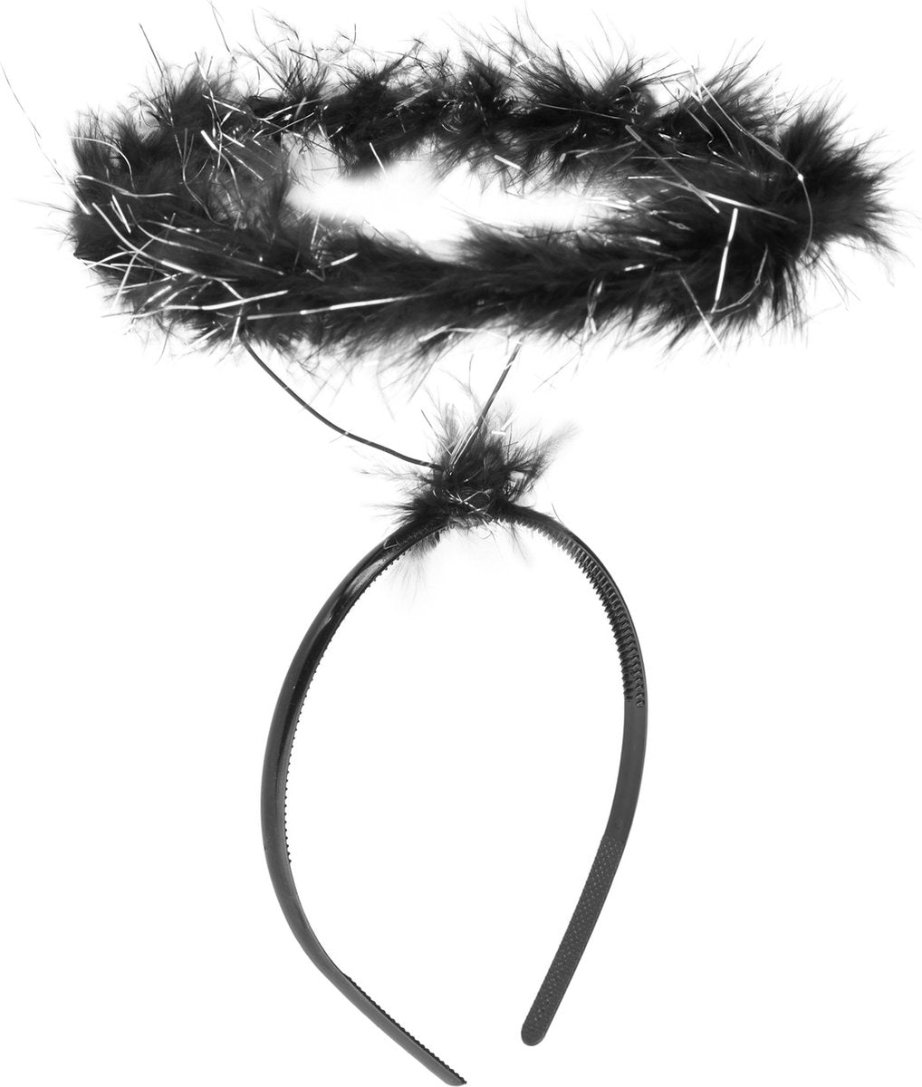 Dressforfun - Halo Black - Accessoire diadème duveteux pour Halloween, carnaval et fêtes - Taille L