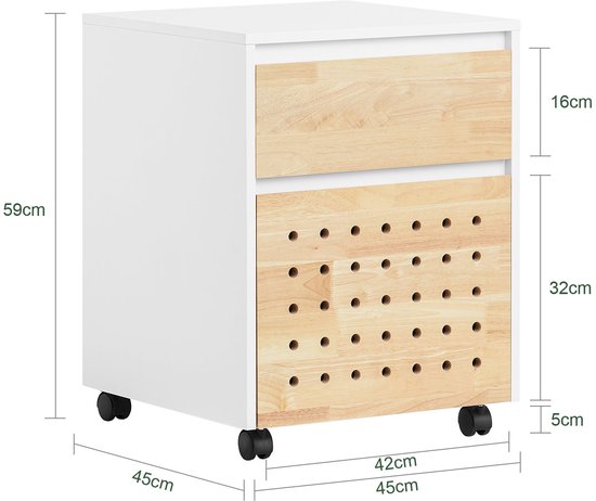 SoBuy ASK06-WN Armoire de bureau - Armoire à imprimante blanche avec tiroirs et roulettes