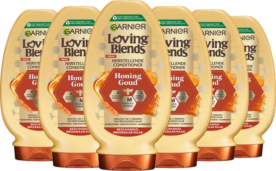Garnier Loving Blends Miel Doré Après-shampoing réparateur, lot économique - Cheveux abîmés et fragiles - 6 x 250 ml