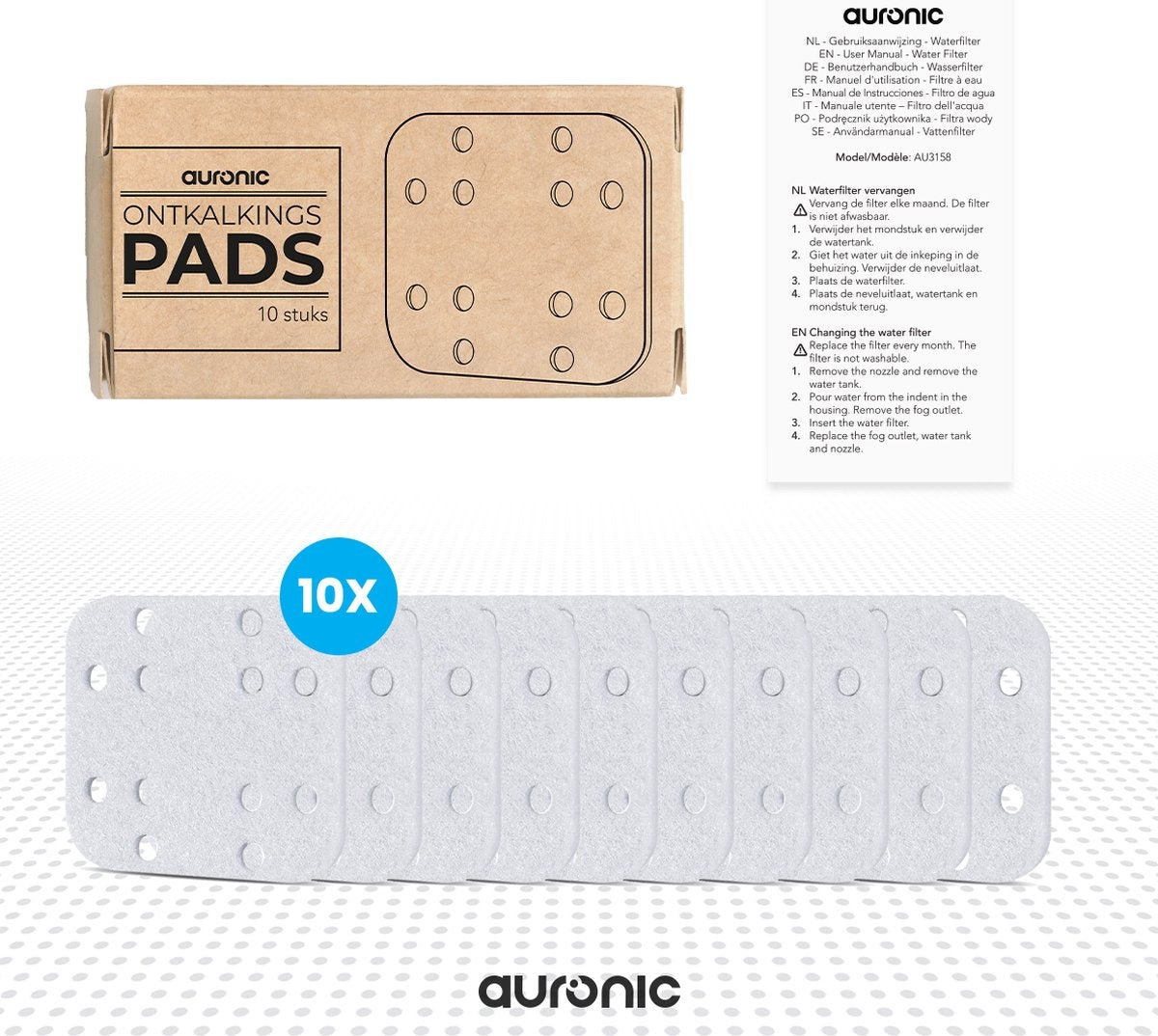 Filtres pour humidificateurs Auronic - 10 pièces - pour humidificateurs AU3156 et AU3157