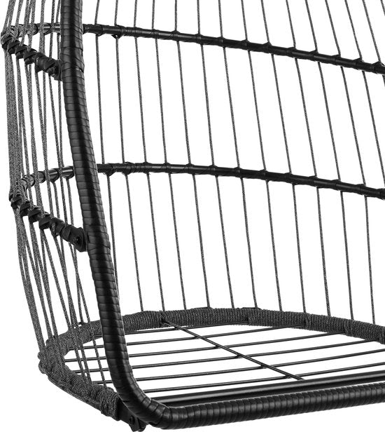 tectake® - Chaise suspendue de luxe - chaise pliante et pivotante avec support - coussins épais - pieds antidérapants - housse de protection incluse. Idéal pour le jardin, la terrasse, la chambre - gris foncé