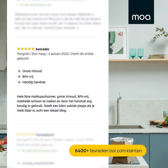 MOA Mousseur à lait - Sans BPA - Pour faire mousser et chauffer - Blanc - MF1W
