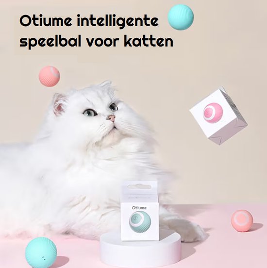 Otiume Jouet pour chat intelligent - balle roulante interactive pour chats - jouets pour chats - rechargeable par USB - Rose