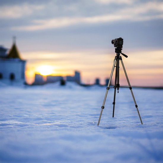 Auronic Trépied - Appareil photo - Téléphone - Iphone - Trépied avec support pour smartphone - Gris argenté