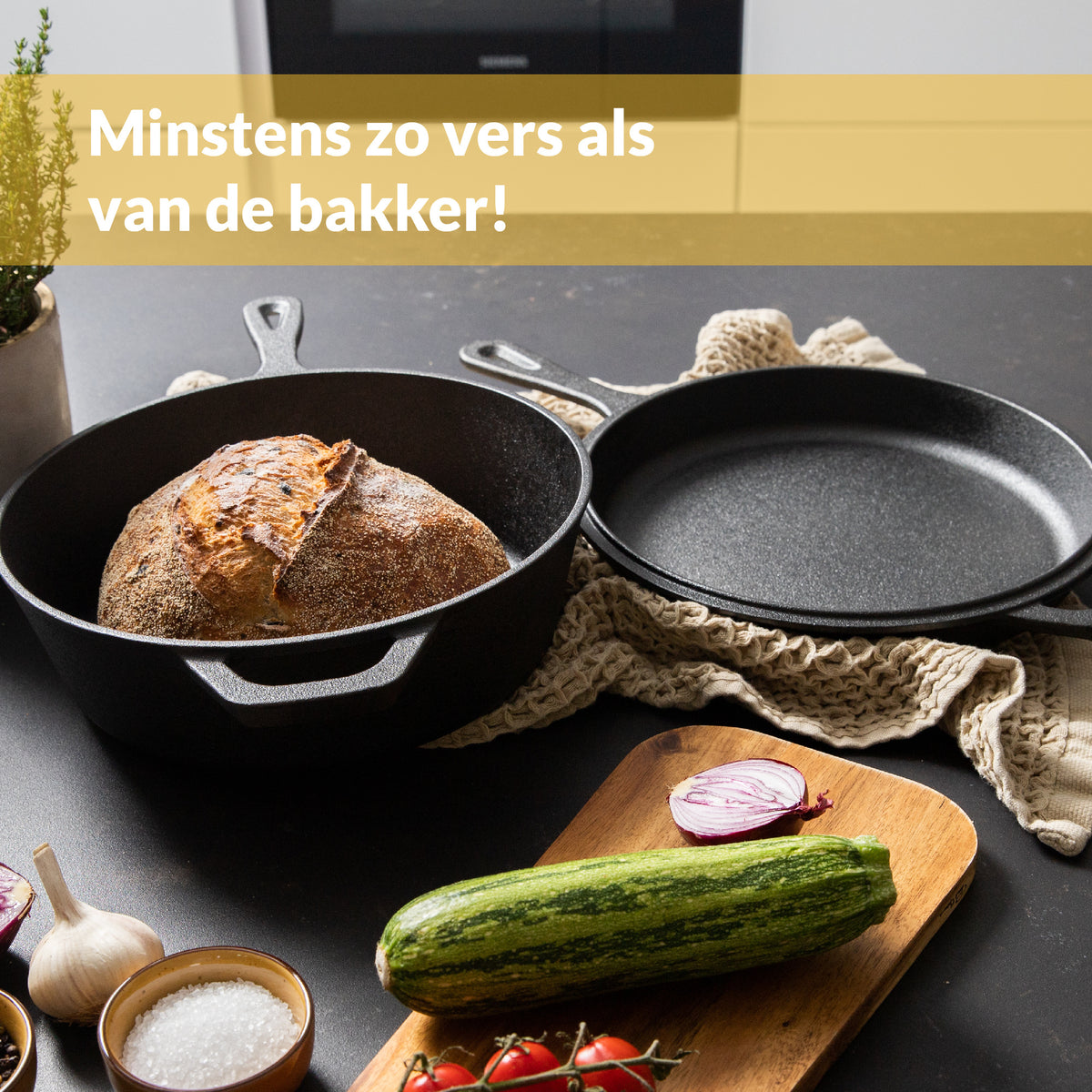 Chefarone Cast Iron Pan - 2-in-1 Casserole - Couvercle inclus - Convient à toutes les sources de chaleur
