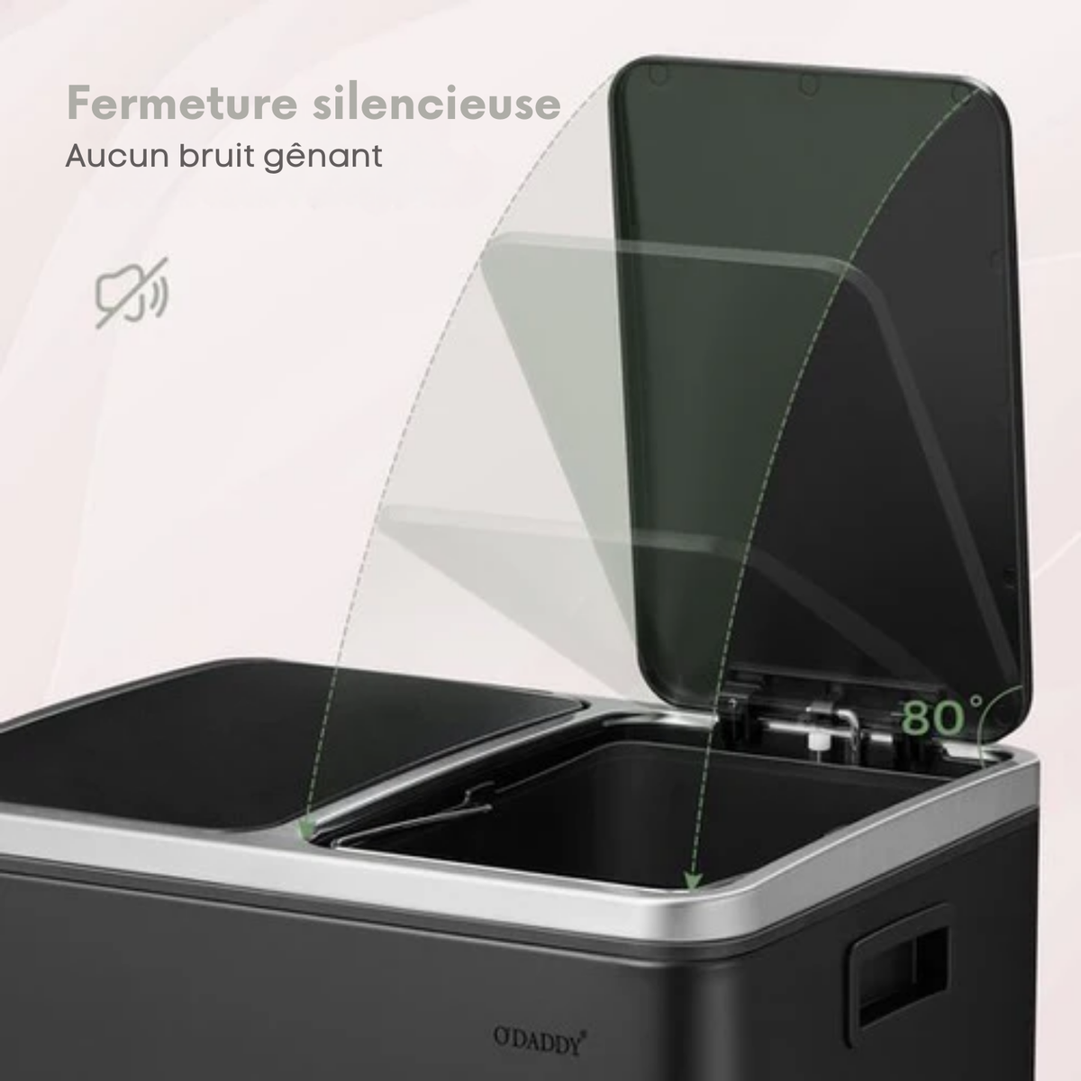 Poubelle de Tri – O'DADDY - 30 L – Double Compartiment – Poubelle à pédale – 2x 15L de capacité – Design compact – Métal – Noir