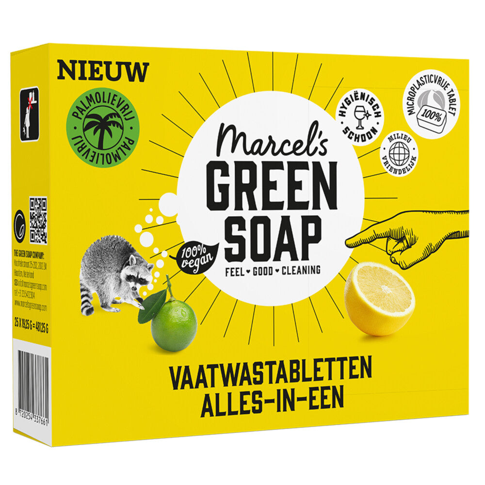Tablettes pour lave-vaisselle Marcel's Green Soap All-in-One – 25 pièces – Film écologique soluble – Parfum frais