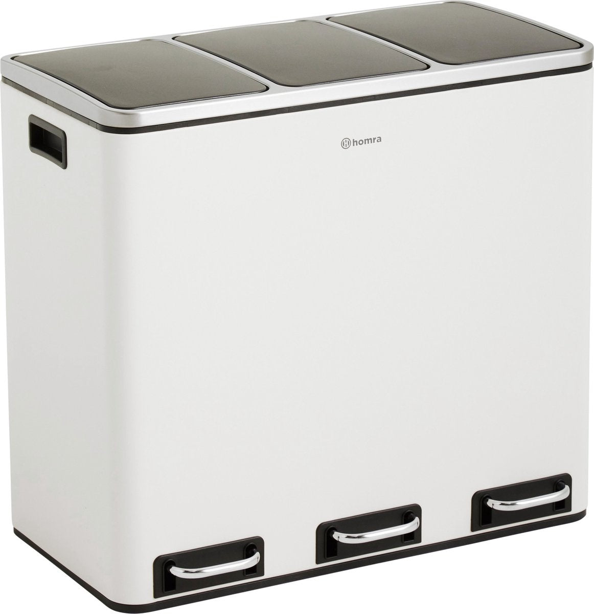 Poubelle de tri sélectif - Homra SPARQ - 3 x 18 L de capacité - 54 L - Blanc - acier inoxydable