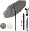 ESITURO PARAPLUIE DE JARDIN ROND GRIS TERRASSE BALCON PLAGE PROTECTION UV Ø 135