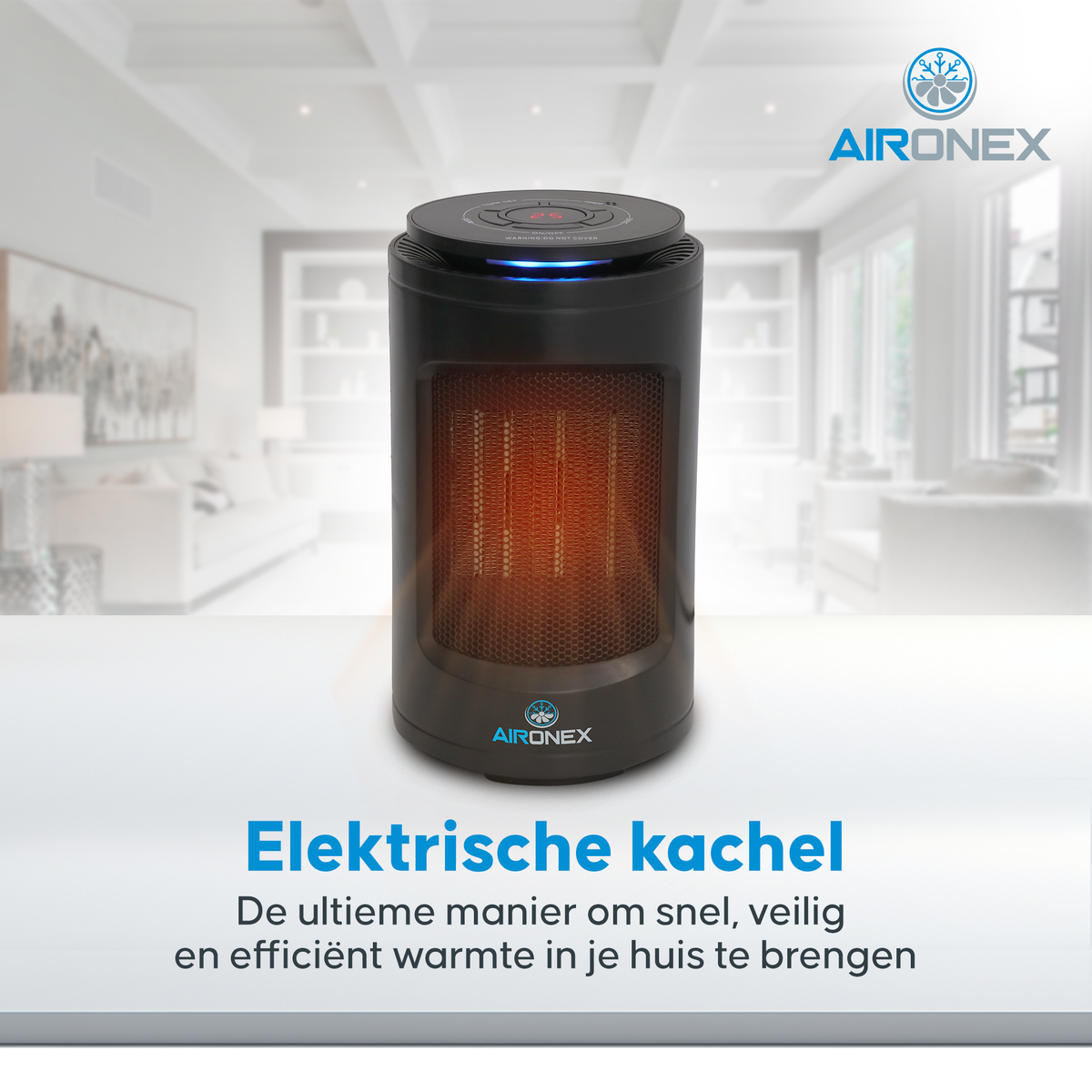 Aironex - Réchaud céramique - Modèle K1000 - 1200 W - Avec télécommande et écran LCD - Antichute & Rotatif - Plastique - Noir