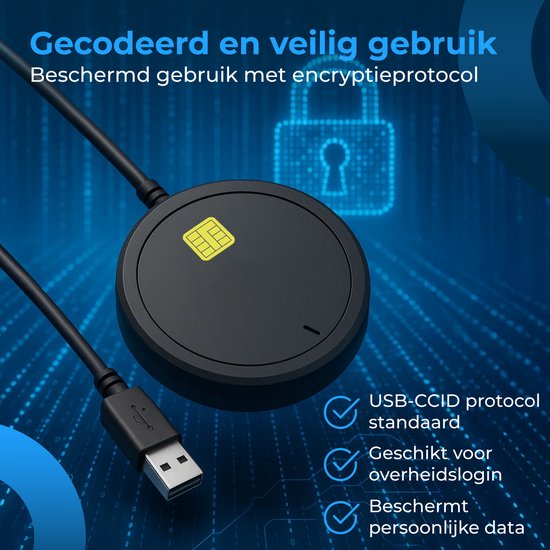 Lecteur de cartes d'identité Nuvance Id - Lecteur eID Belgique - Pour cartes d'identité belges, cartes bancaires et badges d'entreprise - Lecteur de cartes d'identité USB