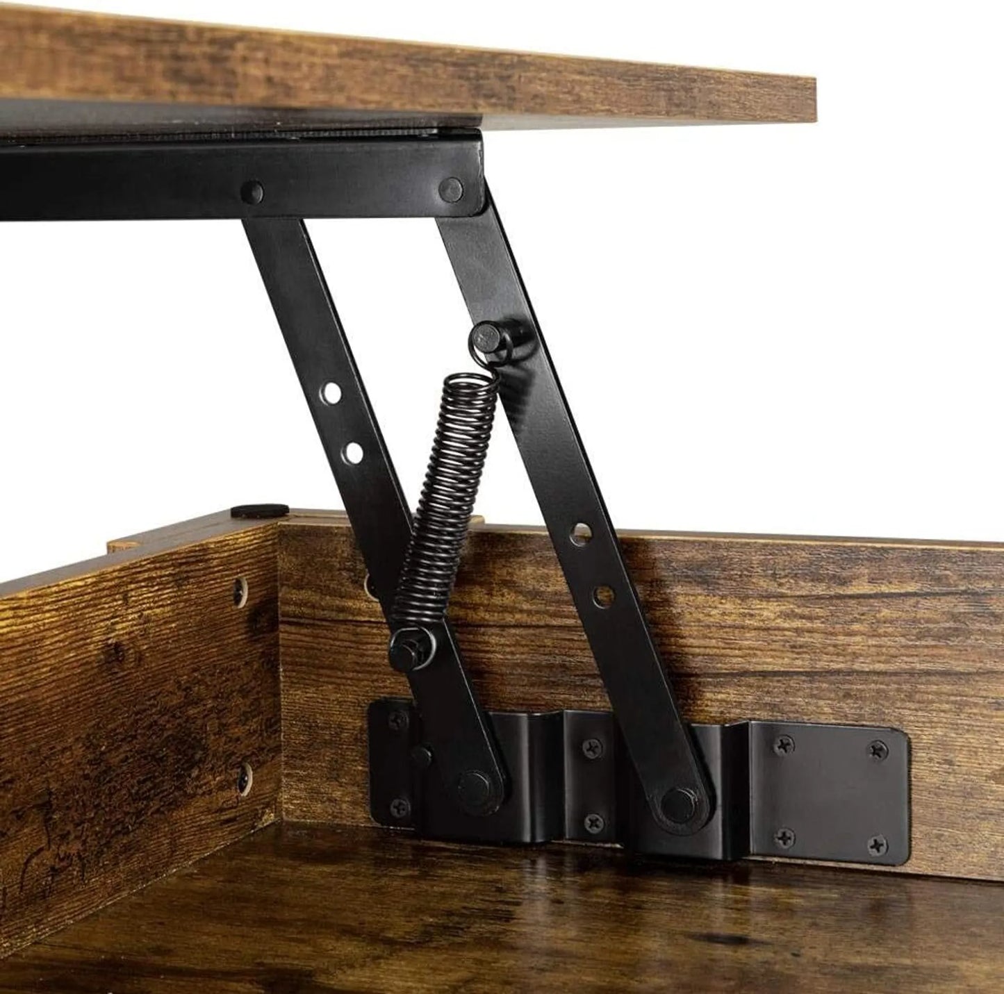 Yaheetech Table basse à plateau relevable - avec rangement caché, mécanisme en métal et étagère inférieure - pour salon et bureau - Mdf vintage brun-noir et métal - 98 x 50 x 41,8-55 cm