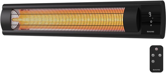 Auronic Chauffage de terrasse - XL - Chauffage infrarouge - Électrique - 25m2 - 3000W - Télécommande - 9 niveaux - Noir