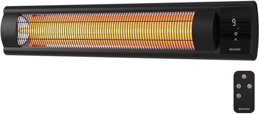Auronic Chauffage de terrasse - XL - Chauffage infrarouge - Électrique - 25m2 - 3000W - Télécommande - 9 niveaux - Noir