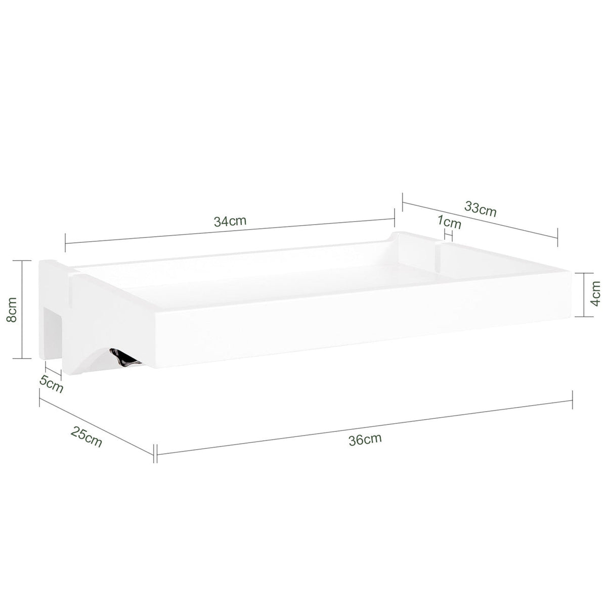 SoBuy NKD01-W Étagère de lit flottante en bambou - Max 2,5 kg - 36 x 8 x 25 cm - Blanc