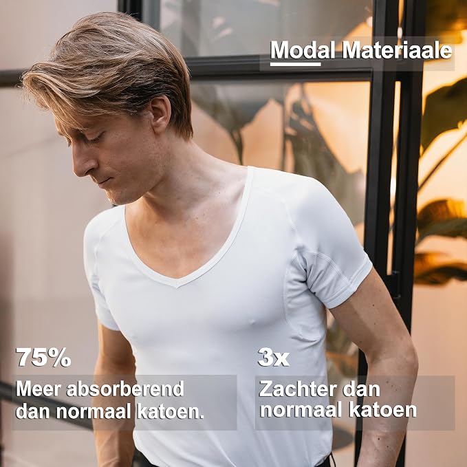 Maillot de corps anti-transpiration Fibershirts pour homme - Col en V profond - Rembourrages pour les bras PRO - Traitement argenté