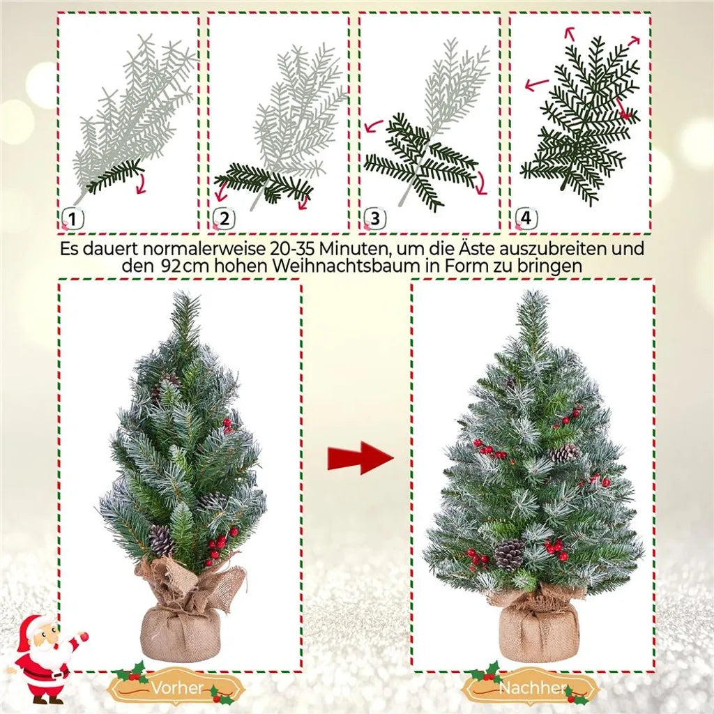 Yaheetech : lot de 2 sapins de Noël artificiels de 92 cm avec neige et LED