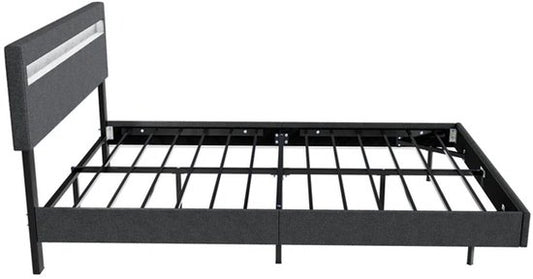 Lit suspendu Lisbon - 140x200cm - Cuir synthétique - LED incluse - Gris foncé