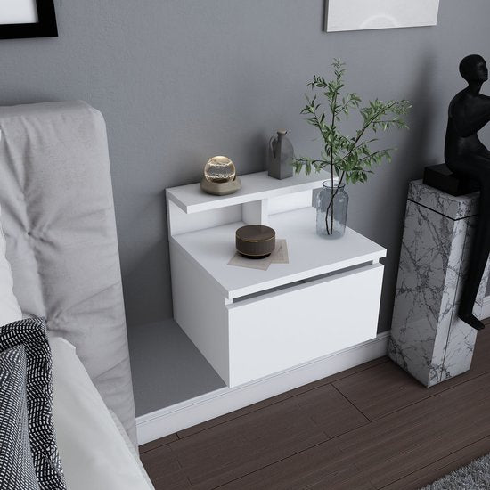 Asir - Table de chevet - Blanc - 35 x 39,8 x 31,9 cm