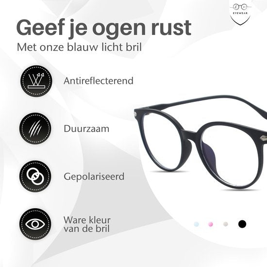 LC Eyewear Display Glasses - Lunettes à lumière bleue - Etui à lunettes inclus - Unisexe - Noir mat