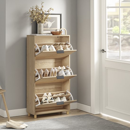 SoBuy Meuble à chaussures - Meuble à tiroirs - Design étroit - 3 tiroirs - 120x24x60 cm | FSR213-N