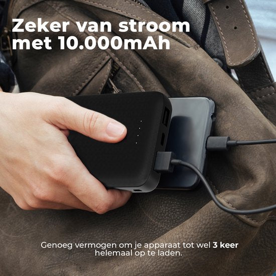 Denver Powerbank 10000 mAh - Avec indicateur de batterie - USB - Micro USB - Powerbank universel pour Apple iPhone / Samsung, entre autres - Noir - PBS10010B