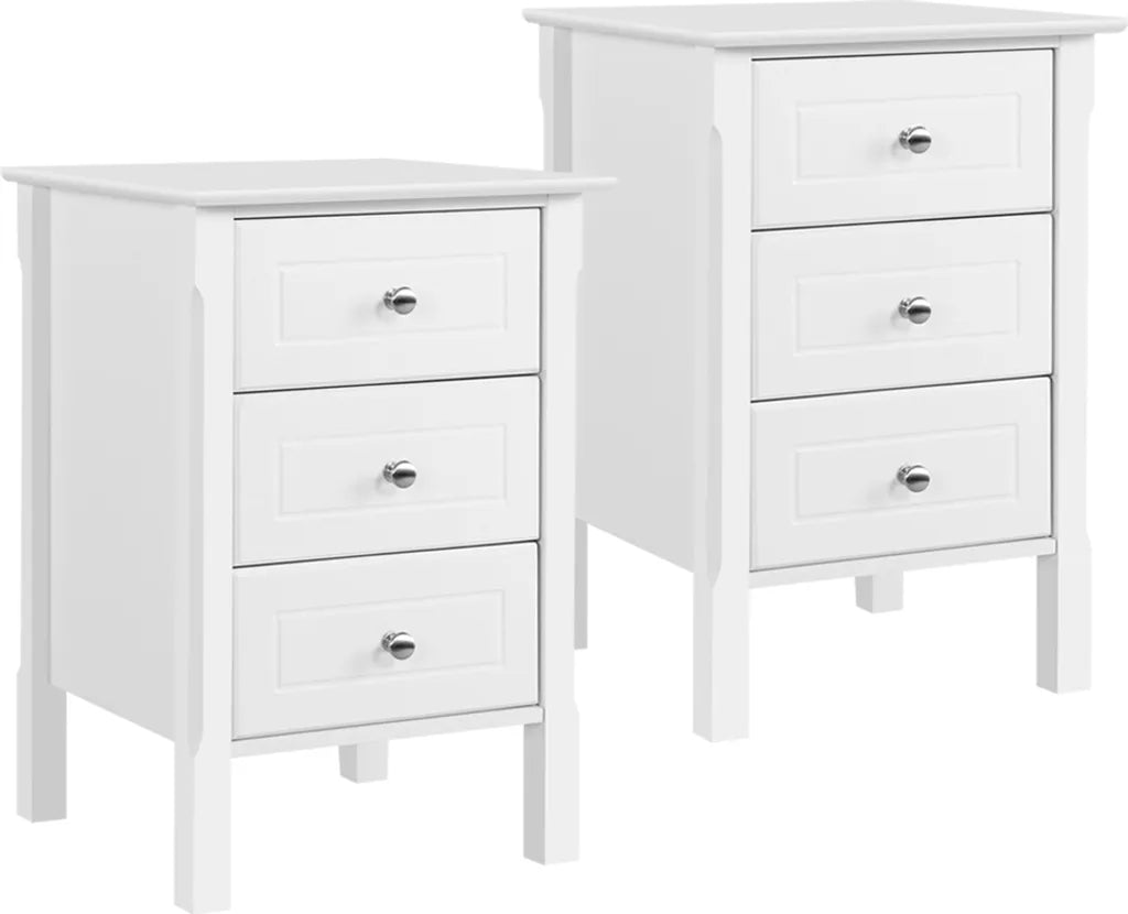 Yaheetech Tables de nuit - Lot de 2 - Avec 3 tiroirs - Table de lit - Blanc - Multifonctionnel