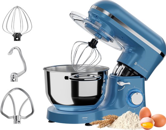KitchenBrothers Robot de cuisine - Robot de cuisine - 6.2L - Mixeur avec bol de mixage - Mixeur de cuisine - 2000W - Bleu pastel