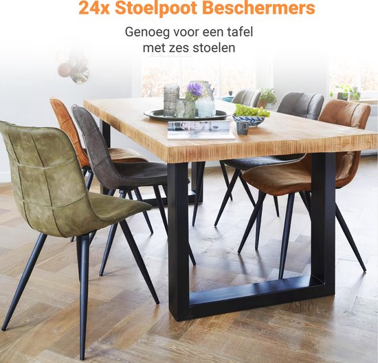 Volcan - Cache-pieds de chaise - 12-16mm - Feutre anti-rayures - Protecteurs de pieds de chaise - Protecteurs de sol - 24 pièces - Ronds - Noirs