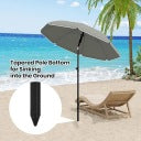 ESITURO PARAPLUIE DE JARDIN ROND GRIS TERRASSE BALCON PLAGE PROTECTION UV Ø 135