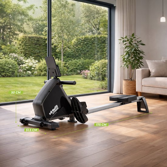 Rameur VirtuFit ROW200i - Pliable - 10 niveaux de résistance - Silencieux - Kinomap & FitShow - Écran LCD avec support pour tablette - Rameur d'intérieur - Rameur (ROW450)