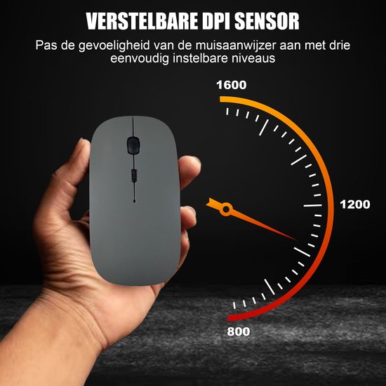K&L Wireless Mouse - Souris sans fil Bluetooth pour ordinateur portable - Silencieuse - Rechargeable - Grise