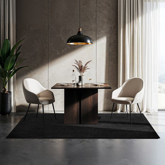 tectake® Tapis à poils courts - 120 x 170 cm - Noir - Tapis pour le salon, la chambre à coucher, la salle à manger - Facile d'entretien et lavable - Sous-couche antidérapante - Antiallergique - Diverses tailles et couleurs