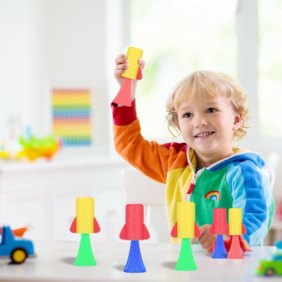 Partizzle 24x Fusées Sautantes - Jouets Fusées Spatiales Rebondissantes - Cadeaux à distribuer - Cadeaux Grabbelton - Pour les enfants et les jeunes enfants - Mousse