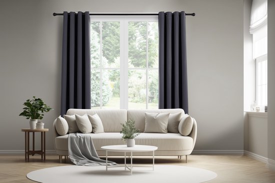 Rideau LIFA LIVING - Gris - Occultant et insonorisant - Rideaux à anneaux - 100 % polyester - 150 x 250 cm - 1 pièce