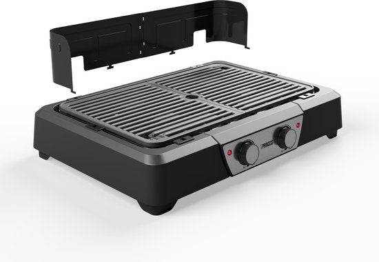 Princess BBQ Table Grill 112254 - Noir - Thermostat réglable - BBQ de table - Appareil pour grillades - Grande surface de cuisson - 2000W