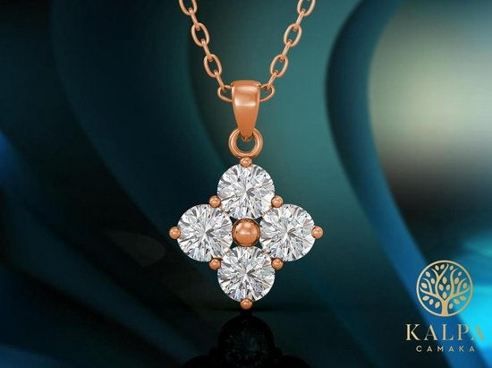 Yolora Collier femme avec pendentif - Cristaux Kalpa Camaka - Couleur rose - Plaqué or rose 18K - Collier femme or rose - Bijoux - Collier - Coffret cadeau de luxe - Coffret cadeau - Coffret cadeau exclusif - Bel emballage cadeau