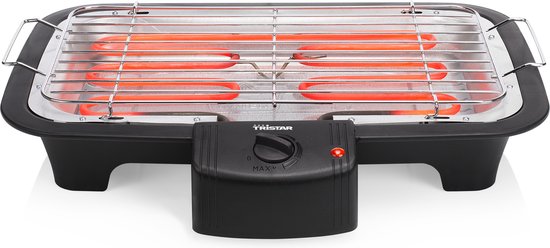 Barbecue électrique Tristar BQ-2813 – Barbecue de table à faible dégagement de fumée, 2 000 W – Grille de cuisson 38 x 22 cm – Noir - Idéal pour le balcon ou le camping