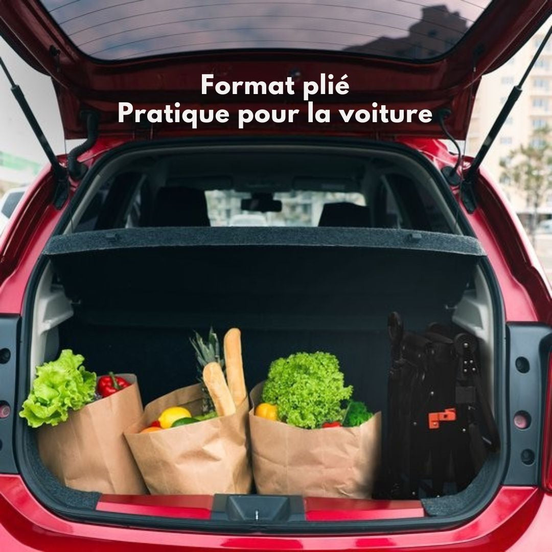 Chariot pliable LifeGoods - Jusqu'à 120KG - 90L - Polyester lavable - 120x80cm - Noir