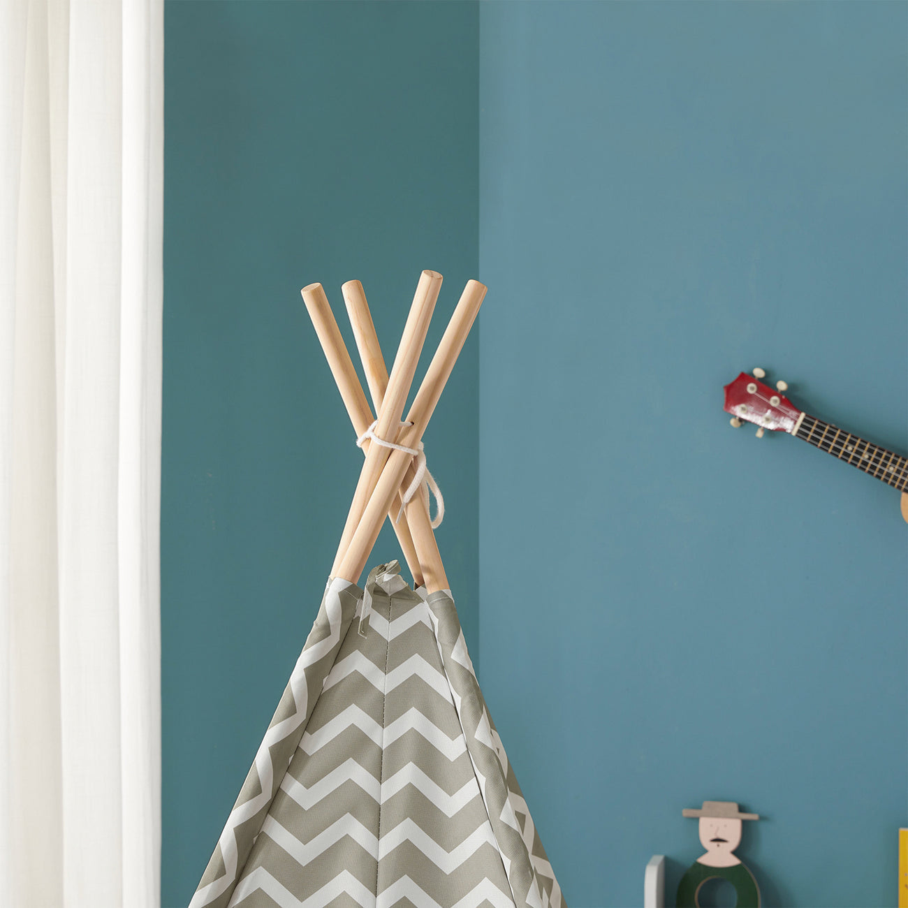 SoBuy OSS03 Tente Tipi pour enfants 112 x 112 x 158 cm - Blanc/ Gris