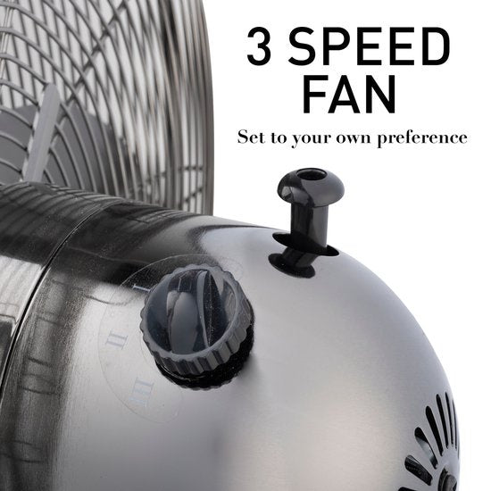 Lifetime Ventilateur tripode - 230V - Hauteur 125-145 CM - Trépied - 3 vitesses - Fonction oscillante - Inclinaison - Argent