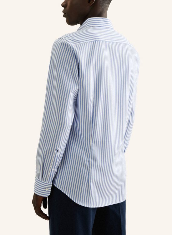 Chemise Seidensticker coupe ajustée - longueur de manche 7 - popeline - rayures bleues - sans repassage - tour de col : 41
